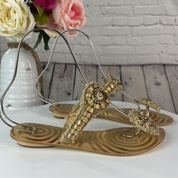 BCBGeneration Sandals Metallic‎ Gold and Tan Sandals Women's Size 8 - Picture 5 of 14